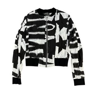 Religion Abstract Print Black & White Bomber Jacket